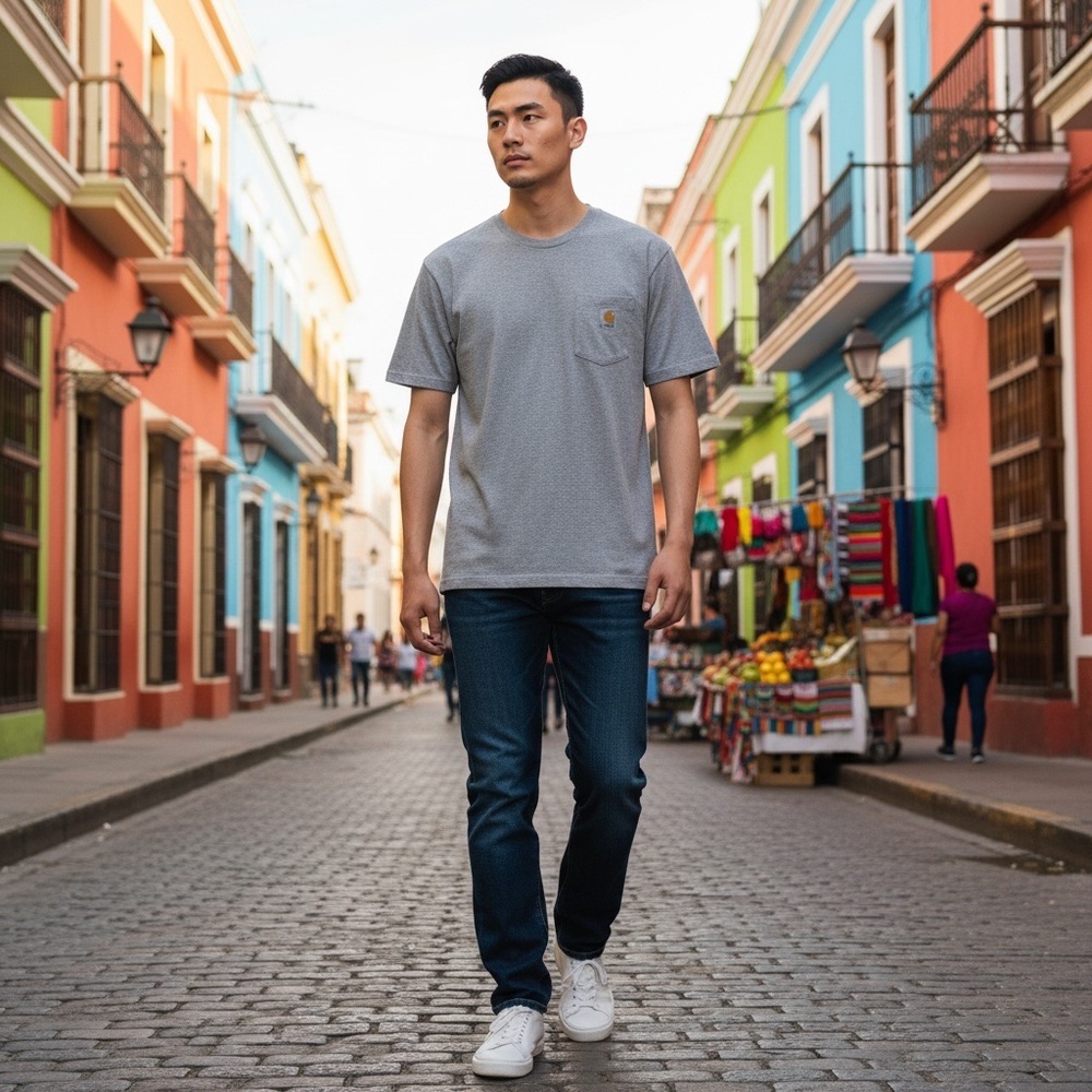 Carhartt | Men’s Pocket T-Shirt Original Fit Logo Tee | Gray | Size L